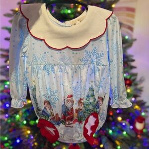 Festive Kids Blouse with Santa Print
